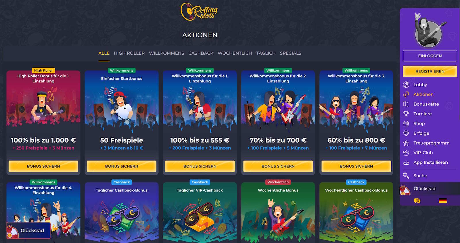 Rolling Slots Bonusangebot